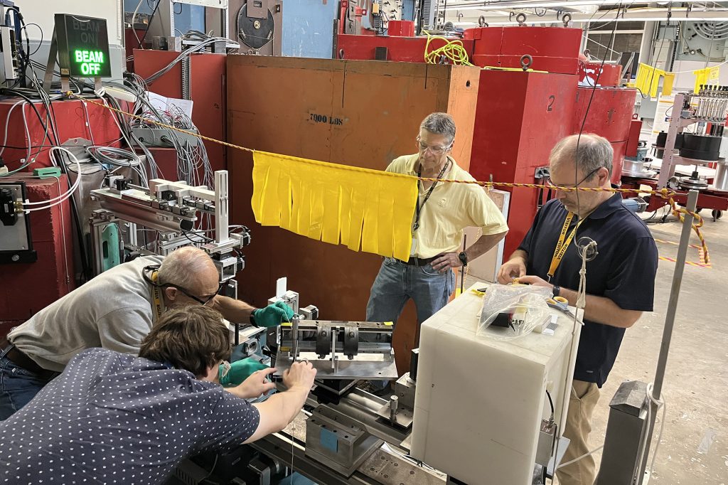 scientist work on the Grazing Angle Neutron Scattering Reflectometer (GANS)