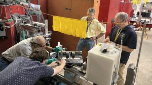 scientist work on the Grazing Angle Neutron Scattering Reflectometer (GANS)