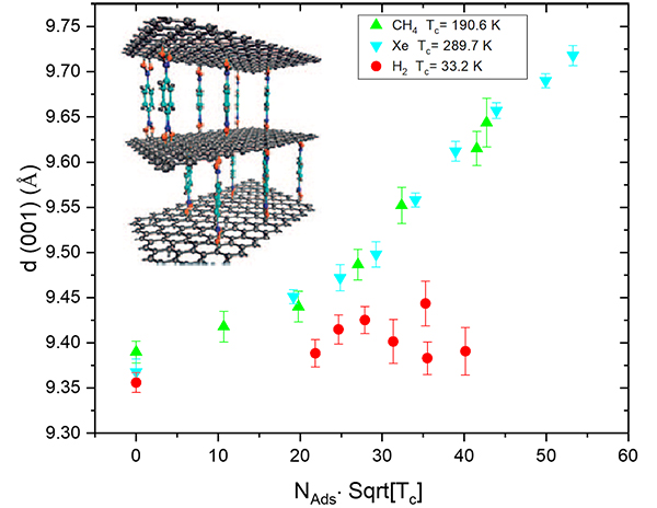 Universal scaling curve with molecular size observed in gas loading of graphene oxide framework