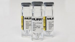 three vials with no-carrier-added Lutetium-177 labels
