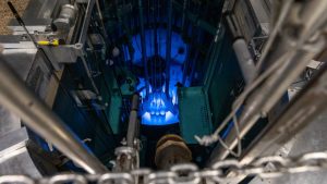 A view of the blue glow in the reactor from the top down
